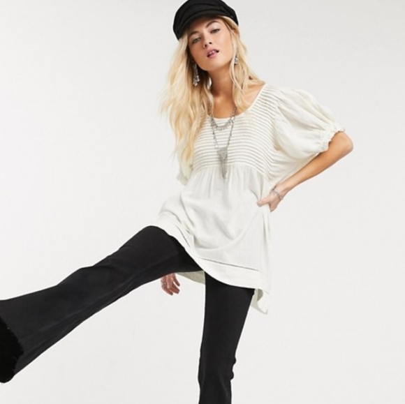 Free People Elsie Puff Sleeve Tunic in White - Picture 6 of 14